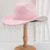 Sombreros vaqueros occidentales de invierno más vendidos para hombres y mujeres, transfronterizos, con pedrería y flecos, accesorios para festivales de música y fiestas