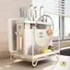 Soporte Multifuncional para Cuchillos y Estante de Almacenamiento, Soporte de Palillos Doméstico Montado en la Pared, Caja de Almacenamiento Familiar de Cocina con Drenaje, Tipo Montado en la Pared