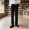 Pantalones Casuales Negros Lisos de Verano con Caída para Hombre, Pantalones de Traje para Viajero de Negocios, Pantalones Rectos Sueltos Simples Versátiles