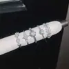 Conjunto de Anéis Abertos Geométricos de Zircônia Super Brilhantes com Pérola, Luxuoso e Sofisticado, Anel Elegante para o Dedo Indicador, Joia Exquisita e Versátil