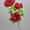 Flor de Magnólia Artificial de 3 Cabeças Transfronteiriça, Flor de Magnólia Artificial de Haste Única, Várias Cores Disponíveis, Adereços para Fotografia de Casamento, Fábrica de Flores de Seda