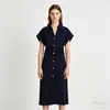 Moda europea y americana transfronteriza para mujer, popular en AliExpress, elegante vestido midi para ir al trabajo, estilo socialité, corte ajustado, entallado en la cintura, vestido de longitud media