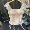 Camisola de Encaje Patchwork para Mujer 2026 Diseño Inspirado en Espina de Pescado Bustier Tubo