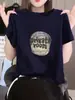 Camiseta de Manga Corta de Algodón Puro para Mujer, Camisa Base de Estilo Moderno Versátil con Estampado, Holgada, Adelgazante, Nuevo Estilo Verano 2026