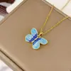 Colar Borboleta Colorido Fresco de Verão Estilo Coreano Moda Simples Corrente para Clavícula de Aço de Titânio Acessórios Femininos de Verão
