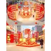 Decorações de Pavilhão Estilo Tradicional para o Festival da Primavera e Ano Novo, Adereços Decorativos de Iluminação Comercial e Dispositivos de Iluminação