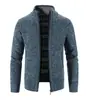 Suéter de Otoño e Invierno Ropa para Personas de Mediana Edad y Mayores Chaqueta Cardigan de Punto Grueso con Forro Polar de Manga Larga acanalado