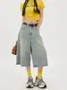 Shorts Vaqueros Acampanados Cortos 2025 Verano Delgados Retro Americano Cintura Alta Sueltos Moldeadores Rectos Longitud Media para Mujer