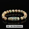 Jingde Joyería Cuentas Verdes de Nueve Ojos Cuentas de Barril Pulsera para Hombres y Mujeres Nueva Pulsera de Cuentas Redondas Retro Chinas Venta al por Mayor de Joyería