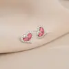 Pendientes de botón de plata S925 diseño de nicho corazón de melocotón para mujer 2023 Nuevos pendientes elegantes adorables pendientes dulces para estudiante