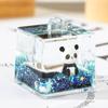 Boneca panda estrela preta garrafa de areia movediça a óleo decoração chaveiro acrílico acessórios pingente de bolsa atacado