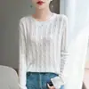 Suéter casual de lana de terciopelo con cuello redondo y tejido de ochos para mujer, suéter rosa de principios de otoño, top corto suelto de alta gama