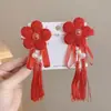Horquilla Roja de Año Nuevo para Niñas con Lazo, Accesorio para el Cabello, Tocado Tradicional Chino de Año Nuevo, Pinza para el Cabello con Peluca de Estilo Chino para Niñas Hanfu