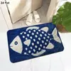 Venta Caliente Transfronteriza Alfombrilla de Baño de Franela con Patrón de Peces Marinos Alfombrilla Creativa Americana para Inodoro Absorbente de Agua Secado Rápido Exportación al por Mayor