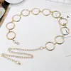 Primavera y verano moda coreana elegante dorado cadena de cintura para mujer vestido decorativo metal anillo grande cinturón mujer una generación de cabello