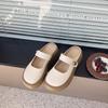 Sapatos Franceses de Couro Pequenos para Mulheres 2025 Primavera Novo Retrô Solado Grosso Mocassins Mary Jane Salto Grosso Bico Redondo Estilo Britânico Meio Arrastão