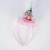 Chapéu de Aniversário Infantil Dopamine com Pom-Pom e Doce com Tule para Festa de Cabelo Chapéu de Princesa para Menina Headwear