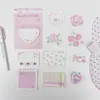 Notas adhesivas estilo ins de té de rosas con forma de alien, pegatinas decorativas lindas con temática de galletas y postres para diarios, materiales de collage no adhesivos