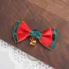 Decorações de Natal Laço Xadrez Borgonha Sino Flores Enfeites para Árvore de Natal Acessórios para Embalagem de Presente de Feriado
