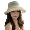 Sombrero de Pescador de Organza de Encaje Esponjoso Japonés para Mujer Verano Ala Ancha Protección Solar Temperamento Versátil Transpirable Sombrero para el Sol
