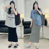 Ropa casual de verano para maternidad, falda de algodón suelta ajustable, falda fina y fluida que estiliza y se ajusta a la cadera