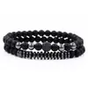 Comercio exterior suministro joyería 6mm negro mate pulsera de mano cuentas de cobre platillo volante micro diamante bola set Pulsera al por mayor hombres