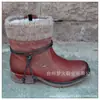 Amazon deseo otoño e invierno popular europeo y americano punta redonda tacón bajo vintage boca de lana cepillada Botas de algodón para mujer talla 43 Botas Martin