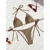 Amazon 2027 Nuevo Bikini Sexy Estampado a Cuadros Traje de Baño de Dos Piezas Comercio Exterior Playa Fuente Termal Ropa de Baño Europea y Americana