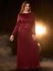 2025 Nuevo Vestido de Noche de Banquete con Lentejuelas y Abertura para Mujer de Talla Grande Europeo y Americano Transfronterizo de Manga Larga y Espalda Larga Descubierta