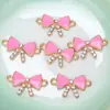 Novo Colar Pulseira Pingente Padrão Laço Duplo Pendurado Pontos de Gotejamento de Óleo Diamante Pingente Joias Criativas Acessórios DIY