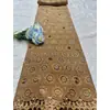 Tejido de Encaje Soluble en Agua Estilo Africano de Poliéster y Seda con Bordado Floral 3D de Pedrería para Vestido y Moda