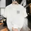 Camiseta Branca Masculina de Marca Tendência, Novo Estilo de Verão, Gola Redonda Estilo Americano, Top Casual Masculino Retrô de Manga Curta