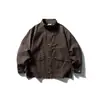 Chaqueta de Mezclilla Lavada Vintage Estilo Japonés Retro para Hombre, Marca de Tendencia Primavera y Otoño, Chaqueta Superior Holgada Casual con Cuello Alto
