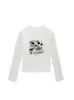 Camiseta negra de cuello redondo y manga larga para mujer, nuevo estilo primavera/otoño, marca trendy americana, estampado de letras, corte ajustado, top versátil