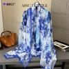 Novo Xale de Seda de Verão Xale de Seda Respirável Estampado Porcelana Azul e Branco Feminino Lenço Fino Baotou Lenço para Mãe Lote