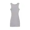 Atacado de roupas femininas transfronteiriças: Novo vestido curto de tricô liso de verão slim fit, vestido justo sem mangas tipo regata feminino de verão