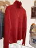 Suéter de cuello alto con pelo de mapache para mujer, engrosado para otoño e invierno, con un tacto lujoso, una capa base de punto de lana y un top de estilo europeo