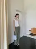 Blusa de Verano con Volantes, Ajustada, Dulce y Femenina, sin Mangas, de Encaje, Top Corto Fresco para Mujer