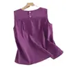 Tiro Real Spot Camisola de Algodón y Lino Verano Chaleco Pequeño Holgado Delgado Interior Lino Sin Mangas Top Mujer Verano