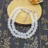 Jindian ao vivo presente imitação Hetian jade branco jade gordura de ovelha colar feminino 8mm corrente de contas redondas ponto turístico joias mais vendidas