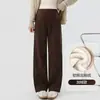 Pantalones de Maternidad Otoño Invierno Ropa Exterior Pantalones de Pierna Ancha Terciopelo Plus Nuevo Estilo 2026 Soporte para el Vientre Tallas Grandes Pantalones de Capa Base Engrosados Calidez para Maternidad