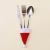 Decorações de Natal, Conjunto de talheres para decoração de mesa de Natal, Conjunto de talheres Papai Noel e boneco de neve, Tampas para talheres, Capas para garrafas de vinho
