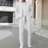 2026 Lançamento Transfronteiriço Novo Conjunto de Jaqueta Cardigã Masculina de Outono com Zíper na Gola em Malha Waffle Slim Fit para Jovens Homens