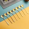 Exquisita Cuchara Mezcladora de Regalo Estilo Japonés Acero Inoxidable Cuchara Flor Cafetera Mezclador Vajilla Chapada en Oro Se Puede Personalizar Logo Hogar