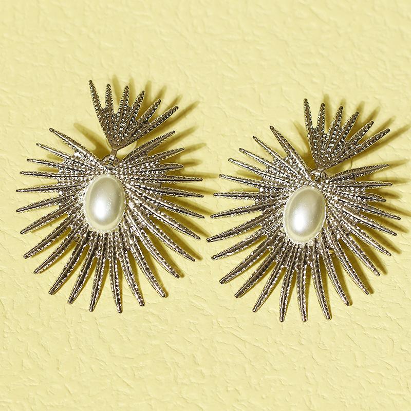 修5扇形叶子椭圆珍珠爱心造型耳钉