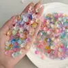 Flor de Flor de Cinco Pétalos de Acrílico Jelly de Dos Tonos Color Plateado 12mm Accesorios para el Cabello Estilo Antiguo DIY Pasadores Cuentas Sueltas Material Accesorios Adornos