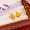 Pingente de Cabacinha Filigranado Brilhante Estilo Antigo Banhado a Ouro Latão, Acessório de Corrente para Suéter Feminino Ouro Areia de Luxo Leve Que Não Desbota