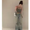 Estilo Puro Spice Girl Hueco Lazo Tirante Espalda Bella Chaleco de una Pieza Almohadilla en el Pecho Envoltura Base para el Pecho Top Corto
