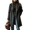 Nuevo Abrigo de Lana para Mujer Casual Elegante Vintage de Longitud Media con Cuello Solapa Otoño/Invierno 2026 Transfronterizo