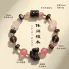 Novo Estilo Chinês Amarelo Natural Cristal Torre Ametista Pulseira de Contas Feminina Literária Retrô Sandália de Madeira Pulseira de Laço Atacado